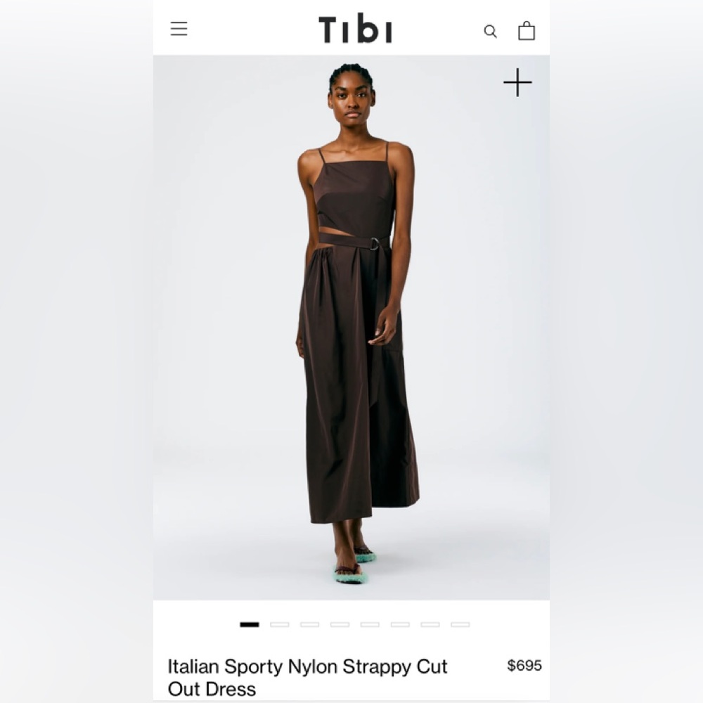 Tibi Italian Sporty Nylon Strappy Cut Out Dress